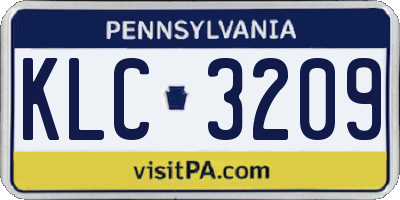 PA license plate KLC3209