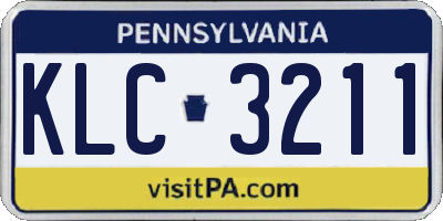 PA license plate KLC3211
