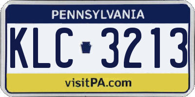 PA license plate KLC3213