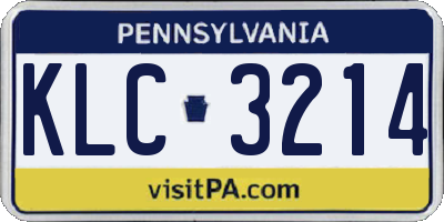 PA license plate KLC3214
