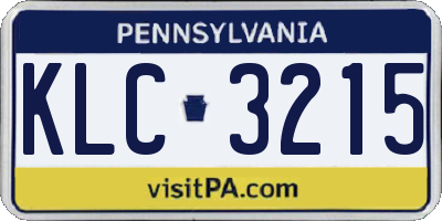 PA license plate KLC3215