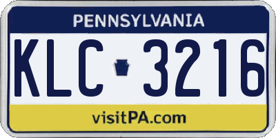 PA license plate KLC3216