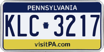 PA license plate KLC3217