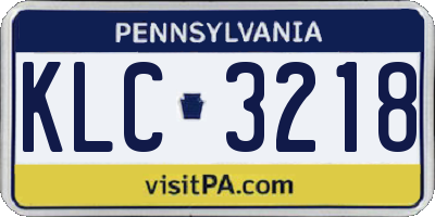 PA license plate KLC3218