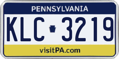 PA license plate KLC3219
