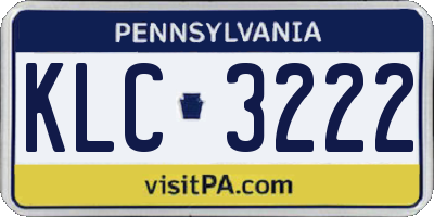 PA license plate KLC3222