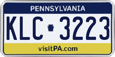 PA license plate KLC3223