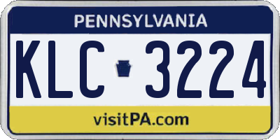 PA license plate KLC3224