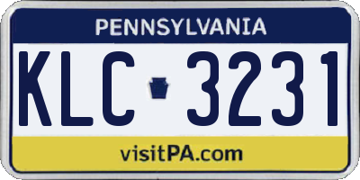 PA license plate KLC3231