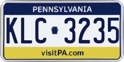 PA license plate KLC3235
