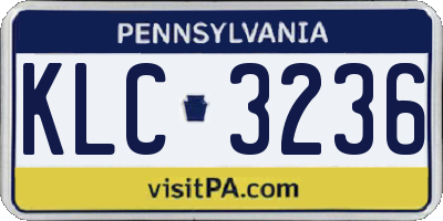 PA license plate KLC3236