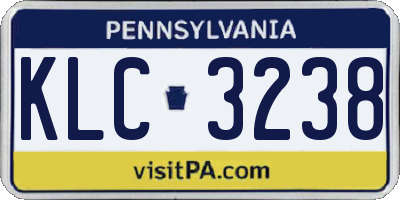 PA license plate KLC3238