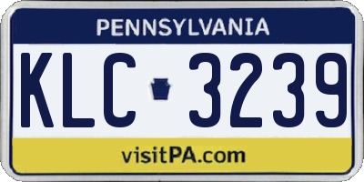 PA license plate KLC3239