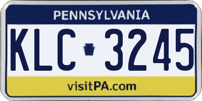 PA license plate KLC3245