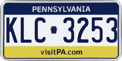 PA license plate KLC3253