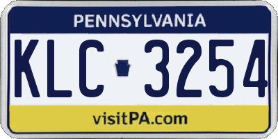 PA license plate KLC3254