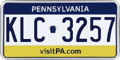 PA license plate KLC3257