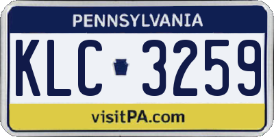 PA license plate KLC3259