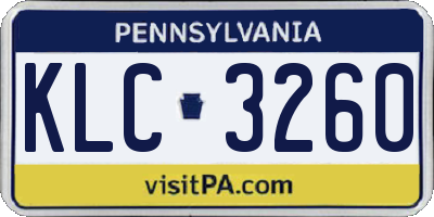 PA license plate KLC3260