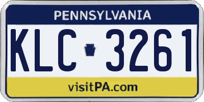 PA license plate KLC3261