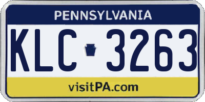 PA license plate KLC3263