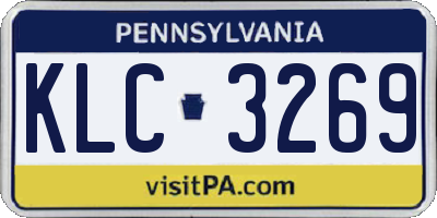 PA license plate KLC3269