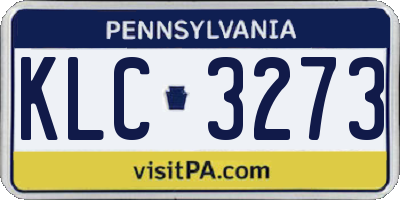 PA license plate KLC3273