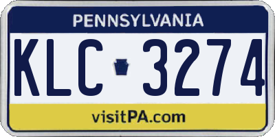 PA license plate KLC3274
