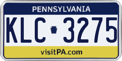 PA license plate KLC3275