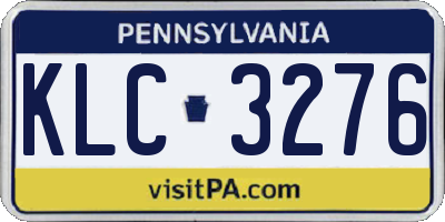 PA license plate KLC3276
