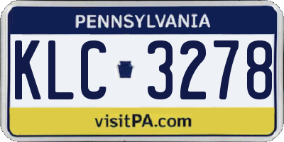 PA license plate KLC3278