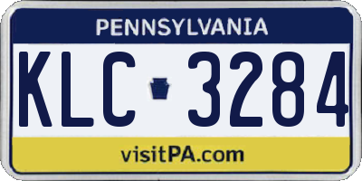 PA license plate KLC3284