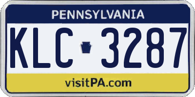 PA license plate KLC3287