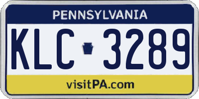 PA license plate KLC3289