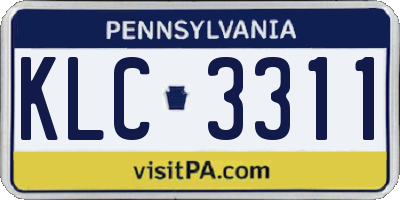 PA license plate KLC3311