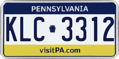 PA license plate KLC3312