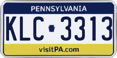 PA license plate KLC3313