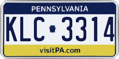 PA license plate KLC3314