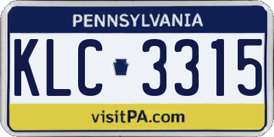 PA license plate KLC3315