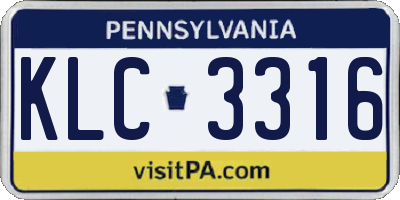 PA license plate KLC3316