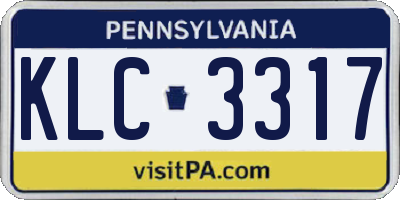 PA license plate KLC3317