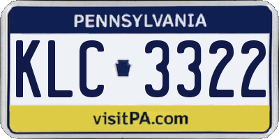 PA license plate KLC3322