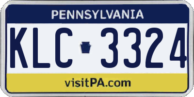 PA license plate KLC3324