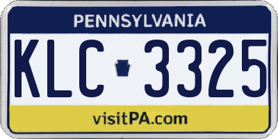 PA license plate KLC3325