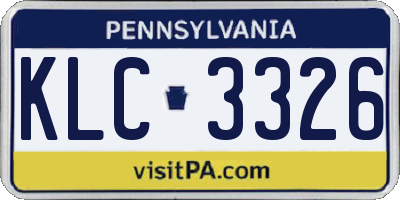 PA license plate KLC3326