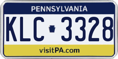 PA license plate KLC3328