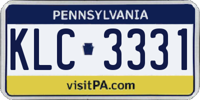PA license plate KLC3331