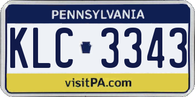 PA license plate KLC3343
