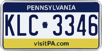 PA license plate KLC3346
