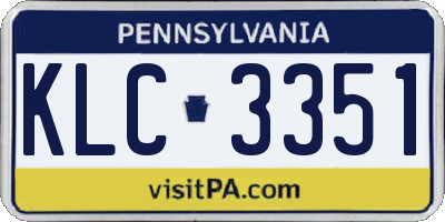 PA license plate KLC3351